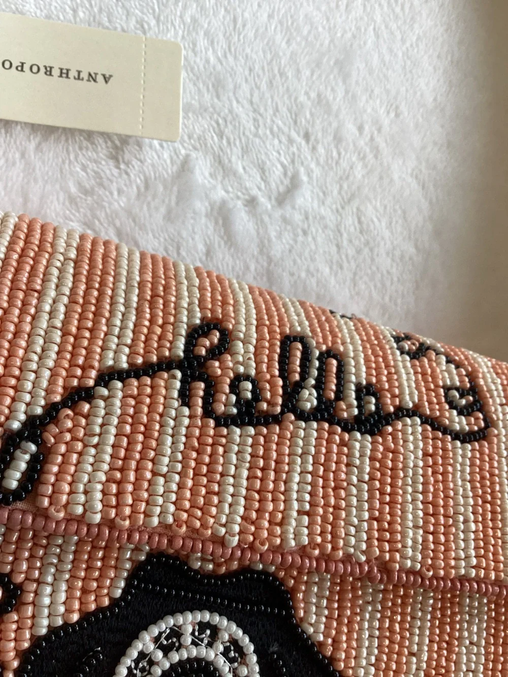 Anthropologie Peach Beaded Telephone Crossbody